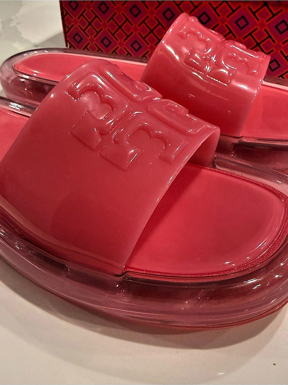 Tory Burch Bubble Jelly Slide Sandals Pink US 8 - Picture 3 of 5